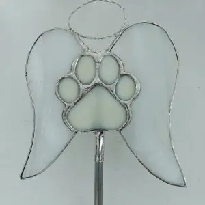Memorial Paw Print with Angel Wings on Garden stake