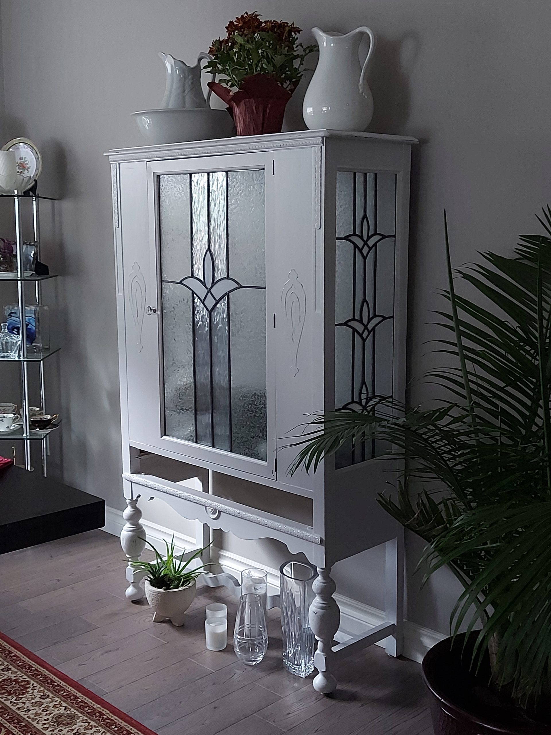 China Cabinet with White Lily